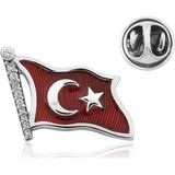 Hedivio 925 Ayar Gümüş Türk Bayrağı Rozet