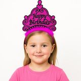 Hedivio Fuşya Happy Birthday Prenses Tacı – Doğum Günü Taç Aksesuarı
