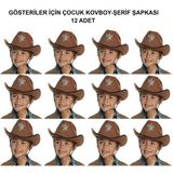 Hedivio Kovboy Şerif Şapkası Kahve 12 Adet - Kostüm, Parti ve Gösteri Şapkası