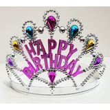 Hedivio Parti Aksesuar Gümüş Renk Happy Birthday Yazılı Doğum Günü Tacı 60 cm