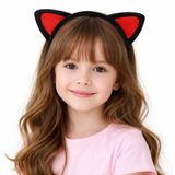 Hedivio Peluş Kedi Kulak Taç Kırmızı Siyah