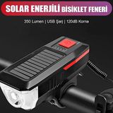 Hedivio Su Geçirmez Güneş Enerjili Led Işıklı Bisiklet Farı