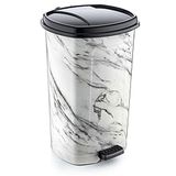 Hediye +1 Pedal ile Beyaz Mermer Desenli 20 Litre içi Çıkabilen BüyükBoy Pedallı Çöp Kovası Ø33 h:40