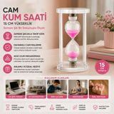 Hediye Bahçesi Büyük Boy Cam Standlı Kum Saati - 15 cm Yükseklik - Dekoratif Şık Tasarım