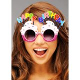 Hediye Bahçesi Happy Birthday Beyaz Fuşya Parti Gözlüğü
