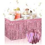 Hediye Bahçesi Kendinden Yapışkanlı Rose Gold Metalize Püsküllü Masa Eteği