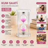 Hediye Bahçesi Küçük Boy Cam Standlı Kum Saati - 10 cm Yükseklik - Dekoratif Süs Eşyası