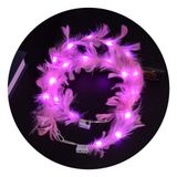 Hediye Bahçesi Led Işıklı RGB 3 Fonksiyonlu Otrişli Parti Tacı Pembe Renk