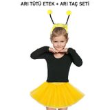 Hediye Bahçesi Sarı Tütü Etek ve Sarı Ponponlu Arı Taç Seti