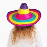 Hediye Bahçesi Sombrero Meksika Şapkası Renkli Örme Hasır Çocuk Boy