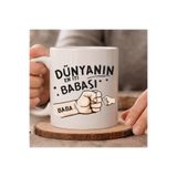 Hediye Baskıcı Kişiye Özel Dünyanın En İyi Babası İsimli Porselen Kupa Bardak – Çift Taraf Baskılı Baba Hediyesi 300 ml