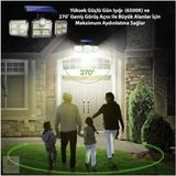 Hediye Biziz Kumandalı Solar Güneş Enerjili 122 Ledli Hareket Sensörlü Bahçe Aydınlatma Lambası