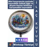 #Hediye Dekoratif Hediye 3 Bölmeli Vitamin Hap Tablet İstanbul Temalı İlaç Saklama Kutusu 5 X 5 Cm