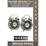 #Hediye Dekoratif Hediyelik Vintage Retro Genç Yetişkin Odası Alarm Masa Üstü Çalar Saat 12 X 8 Cm