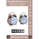 #Hediye Dekoratif Hediyelik Vintage Retro Genç Yetişkin Odası Alarm Masa Üstü Çalar Saat 12,5 X 9 Cm