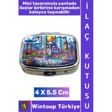 #Hediye Dekoratif Şık İstanbul Temalı 2 Bölmeli Hap Vitamin Tablet İlaç Saklama Kutusu 5 X 5 Cm