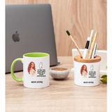 Hediye Dükkanı Kişiye Özel Az Önce Aşık Oldum Tasarım Esprili Yeşil Kupa Bardak ve Kalemlik