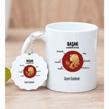 Hediye Dükkanı Kişiye Özel Başak Burcuna Hediye Beyaz Kupa Bardak ve Anahtarlık