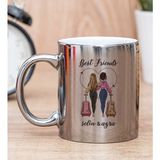 Hediye Dükkanı Kişiye Özel Best Friends Baskılı Silver Kupa Bardak