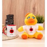 Hediye Dükkanı Kişiye Özel Boğa Burcuna Hediye Kırmızı Kupa Bardak ve Peluş Civciv