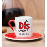 Hediye Dükkanı Kişiye Özel Diş Hekimi Kırmızı Türk Kahvesi Fincanı