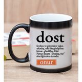 Hediye Dükkanı Kişiye Özel Dost Kelimesi için Anlam Baskılı Sihirli Kupa Bardak