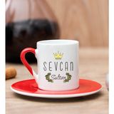 Hediye Dükkanı Kişiye Özel Evimizin Sultanı Kırmızı Türk Kahvesi Fincanı