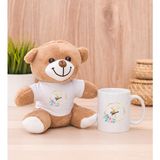 Hediye Dükkanı Kişiye Özel Geometrik Yaldız Tasarımlı isimli Beyaz Kupa Bardak ve Peluş Ayıcık