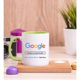 Hediye Dükkanı Kişiye Özel Google Tasarım Esprili Ahşap Altlıklı Mumlu Yeşil Kupa Bardak