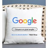 Hediye Dükkanı Kişiye Özel Google Tasarım Esprili Kare 40x40 cm Renkli Yastık