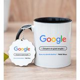 Hediye Dükkanı Kişiye Özel Google Tasarım Esprili Siyah Kupa Bardak ve Anahtarlık Seti