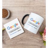 Hediye Dükkanı Kişiye Özel Google Tasarım Esprili Siyah Kupa Bardak ve Bardak Altlığı Seti