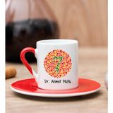 Hediye Dükkanı Kişiye Özel Göz Doktoru Kırmızı Türk Kahvesi Fincanı