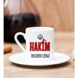 Hediye Dükkanı Kişiye Özel Hakim Beyaz Türk Kahvesi Fincanı