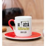 Hediye Dükkanı Kişiye Özel Harita Mühendisi Kırmızı Türk Kahvesi Fincanı