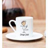 Hediye Dükkanı Kişiye Özel Hemşire Karikatürü Beyaz Türk Kahvesi Fincanı