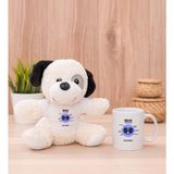 Hediye Dükkanı Kişiye Özel İkizler Burcuna Hediye Beyaz Kupa Bardak ve Peluş Köpek