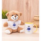 Hediye Dükkanı Kişiye Özel Ikizler Burcuna Hediye Sarı Kupa Bardak ve Peluş Ayıcık