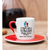 Hediye Dükkanı Kişiye Özel Ingilizce Öğretmeni Kırmızı Türk Kahvesi Fincanı
