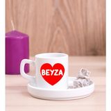 Hediye Dükkanı Kişiye Özel Isim Yazılı Kırmızı Kalpli Concept Türk Kahvesi Fincanı