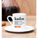 Hediye Dükkanı Kişiye Özel Kadın Kelime Anlamı Beyaz Türk Kahvesi Fincanı