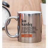 Hediye Dükkanı Kişiye Özel Kız Kardeş Kelimesi için Anlam Baskılı Silver Kupa Bardak