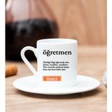 Hediye Dükkanı Kişiye Özel Öğretmen Kelime Anlamı Beyaz Türk Kahvesi Fincanı