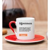 Hediye Dükkanı Kişiye Özel Öğretmen Kelime Anlamı Kırmızı Türk Kahvesi Fincanı