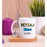 Hediye Dükkanı Kişiye Özel Peyzaj Mimarı Baskılı Ahşap Altlıklı Kaşıklı Beyaz Kupa Bardak