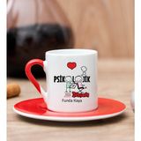 Hediye Dükkanı Kişiye Özel Psikolojik Danışman Kırmızı Türk Kahvesi Fincanı