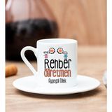 Hediye Dükkanı Kişiye Özel Rehber Öğretmen Beyaz Türk Kahvesi Fincanı