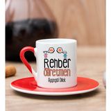 Hediye Dükkanı Kişiye Özel Rehber Öğretmen Kırmızı Türk Kahvesi Fincanı