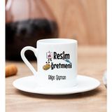 Hediye Dükkanı Kişiye Özel Resim Öğretmeni Beyaz Türk Kahvesi Fincanı