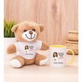 Hediye Dükkanı Kişiye Özel Ruh Eşimi Nasıl Bulayım Esprili Sarı Kupa Bardak ve Peluş Ayıcık
